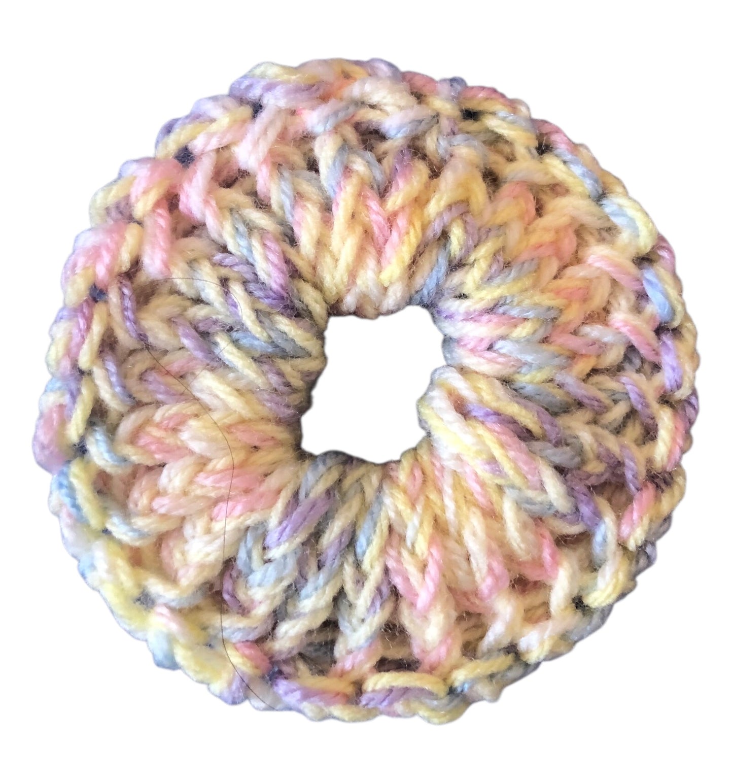 Hand Knit Scrunchie – Soft Pastel Colours – Hair Accessory