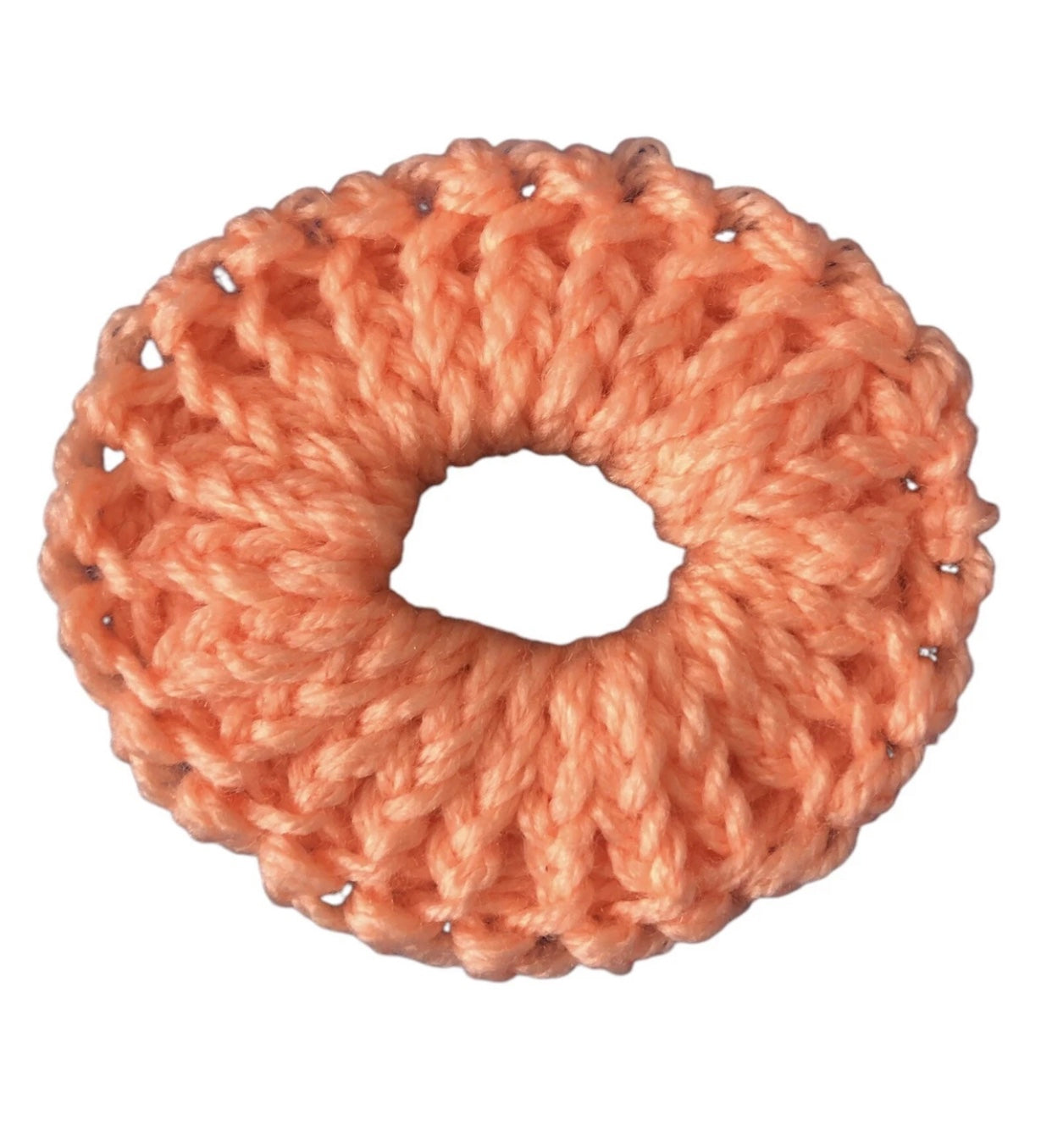 Hand-Knit Apricot Premium Acrylic Small Scrunchie