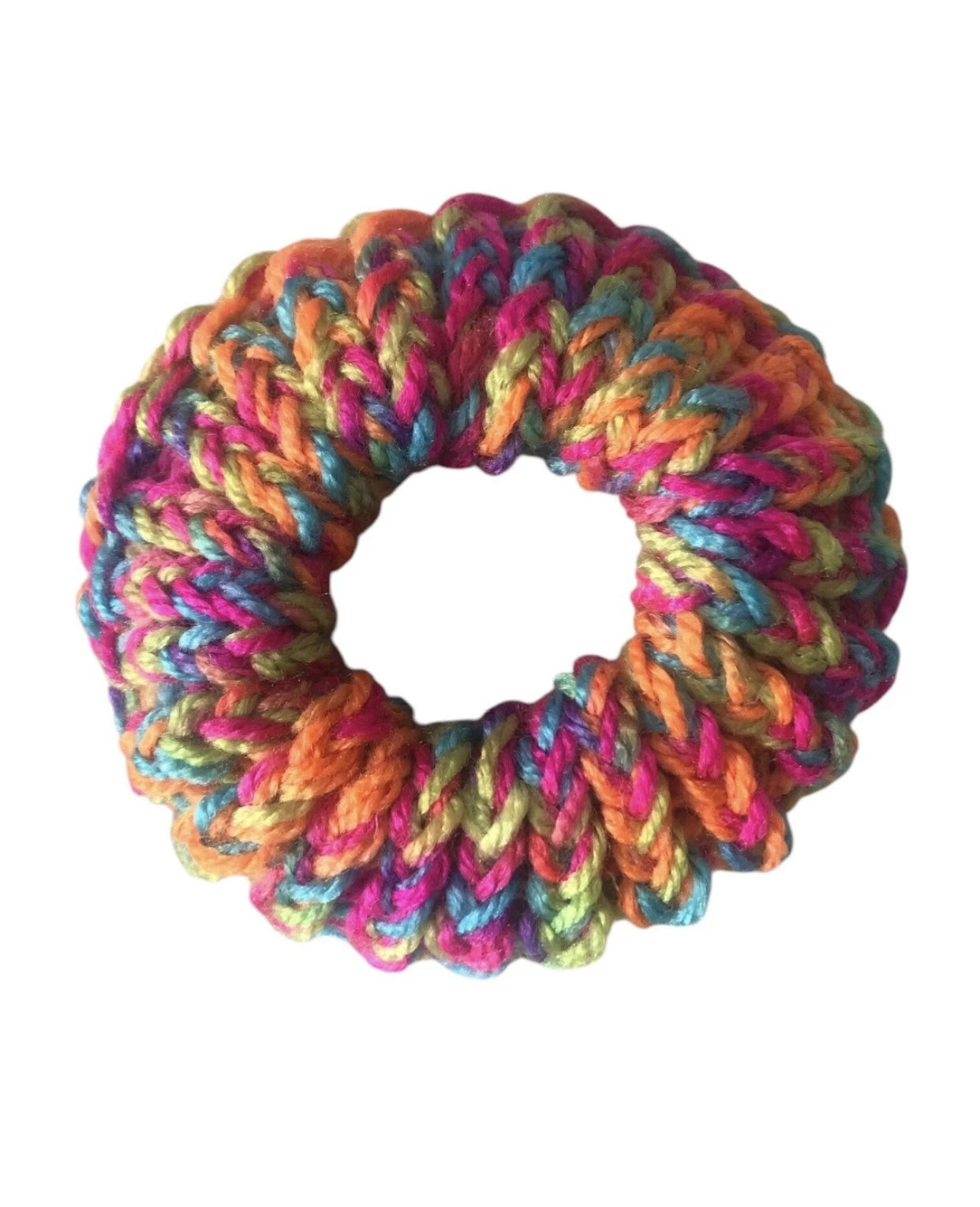 Hand-Knit Multicoloured Premium Acrylic Small Scrunchie