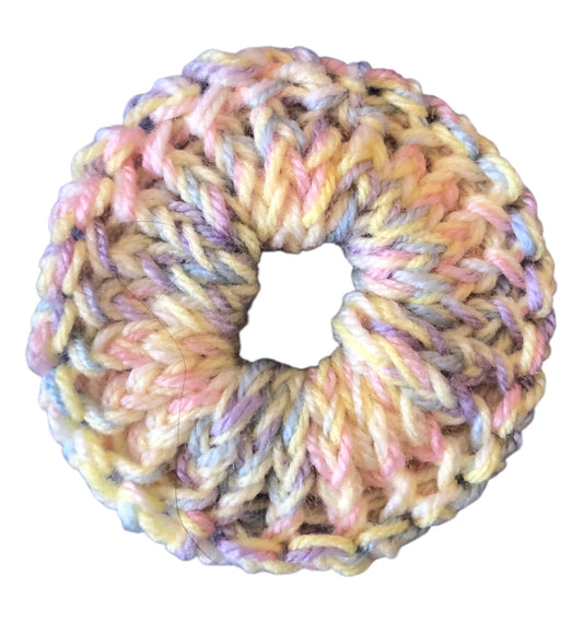 Hand Knit Scrunchie – Soft Pastel Colours – Hair Accessory