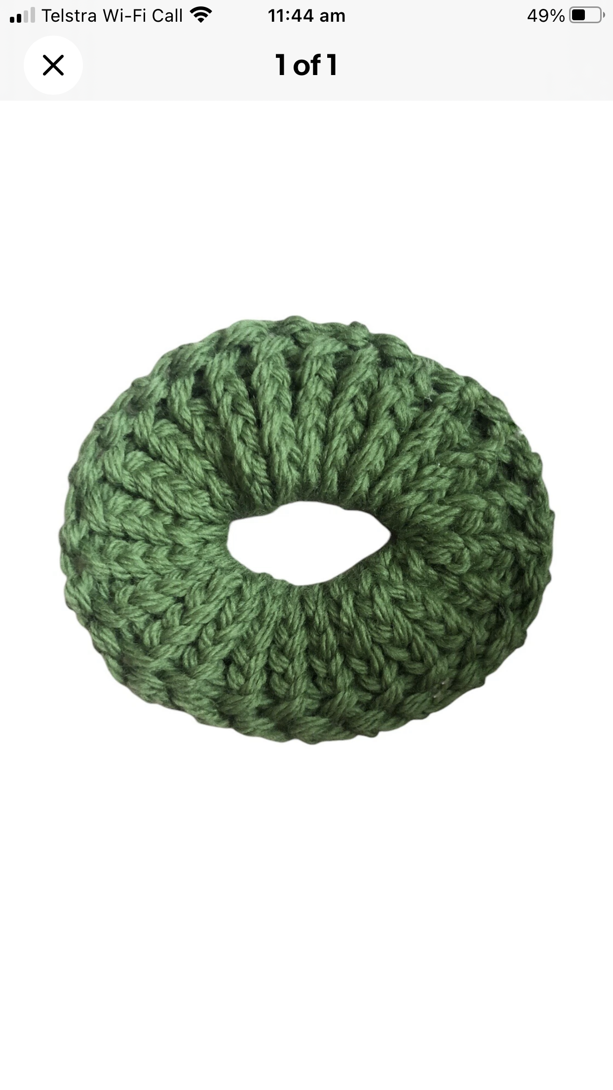 Hand-Knit Dark Green 100% Wool Small Scrunchie