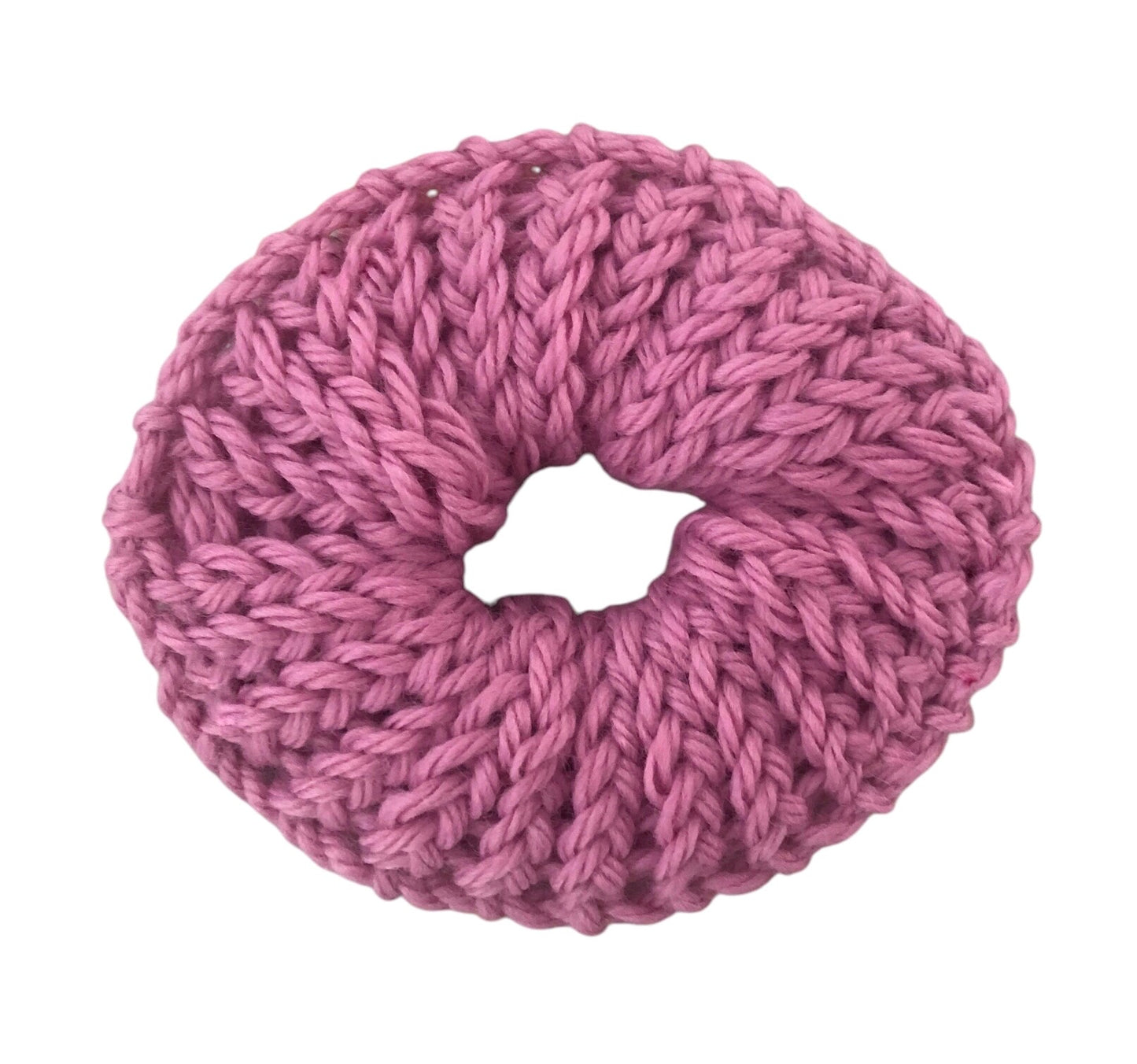 Hand-Knit Light Pink Merino Wool & Acrylic Small Scrunchie – For Comfort & Style