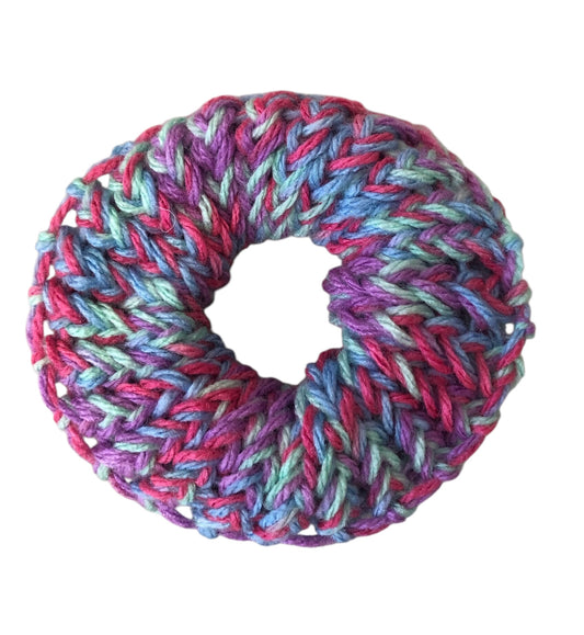 Hand-Knit Multicoloured Premium Acrylic Small Scrunchie