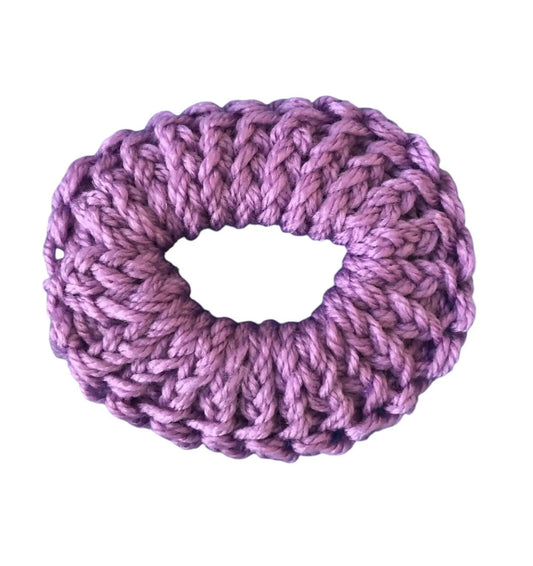 Hand-Knit Premium Purple Acrylic Scrunchie