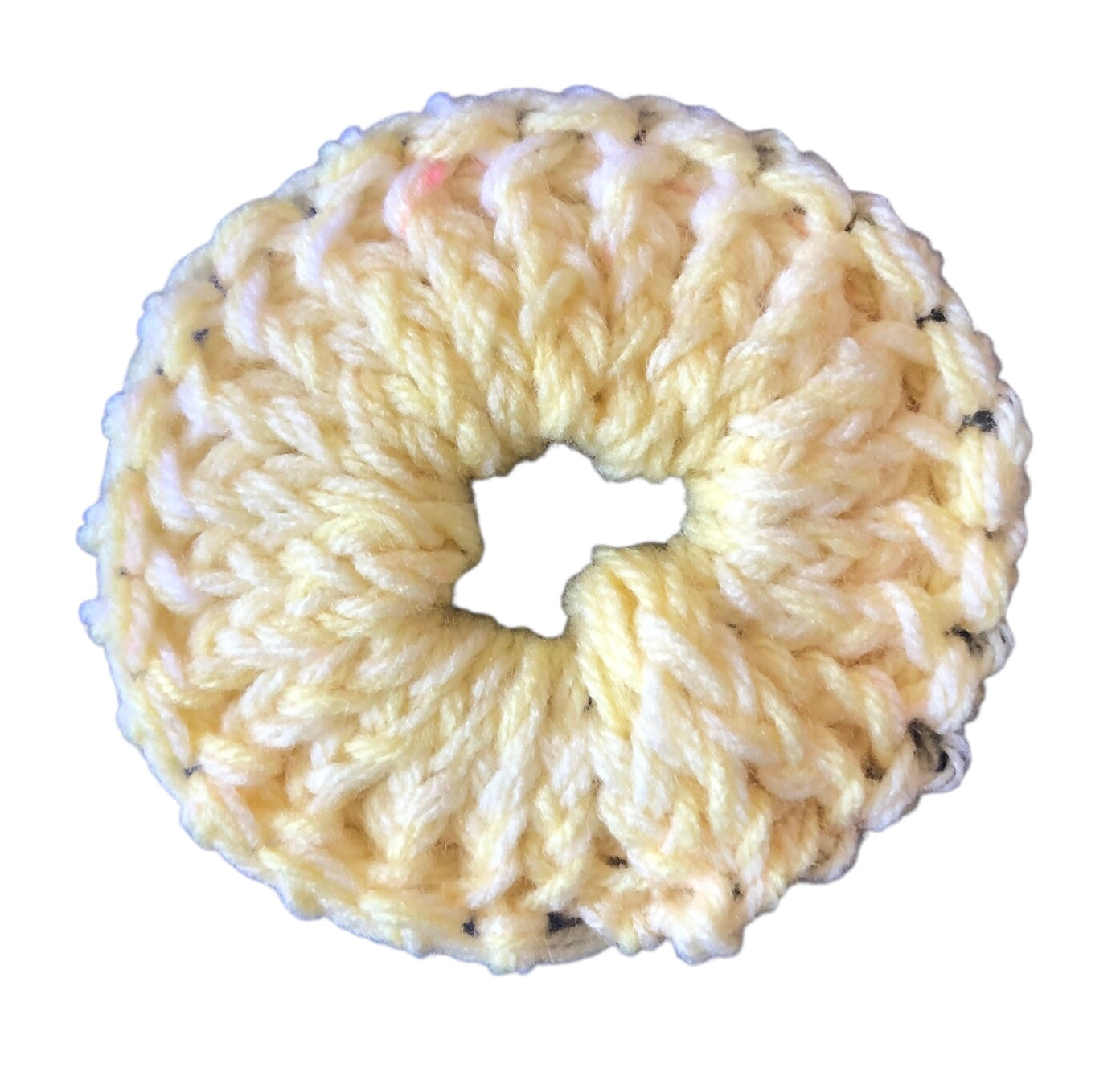 Hand Knit Yellow Scrunchie – Soft Acrylic Hair Accessory, Handmade Elastic Hair Tie