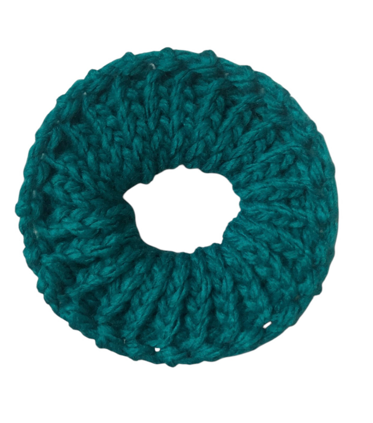 Hand-Knit Dark Teal Premium Acrylic Scrunchie – Stylish & Durable Hair Accessory